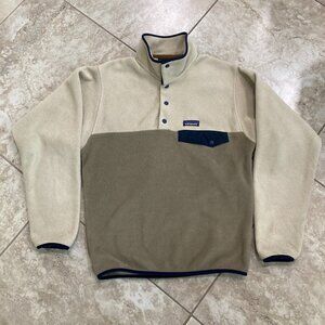 Patagonia Synchilla Fleece Jacket Men's Extra Small Beige Pullover Snap Buttons